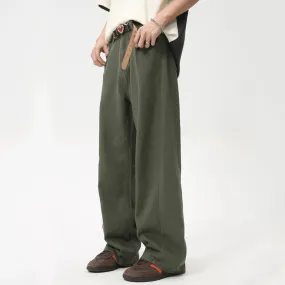 Men's Causal Jeans Solid Color Straight Wide Leg Denim Pants Summer Vintage Male Trousers Fashion Tide Washed 9C6097