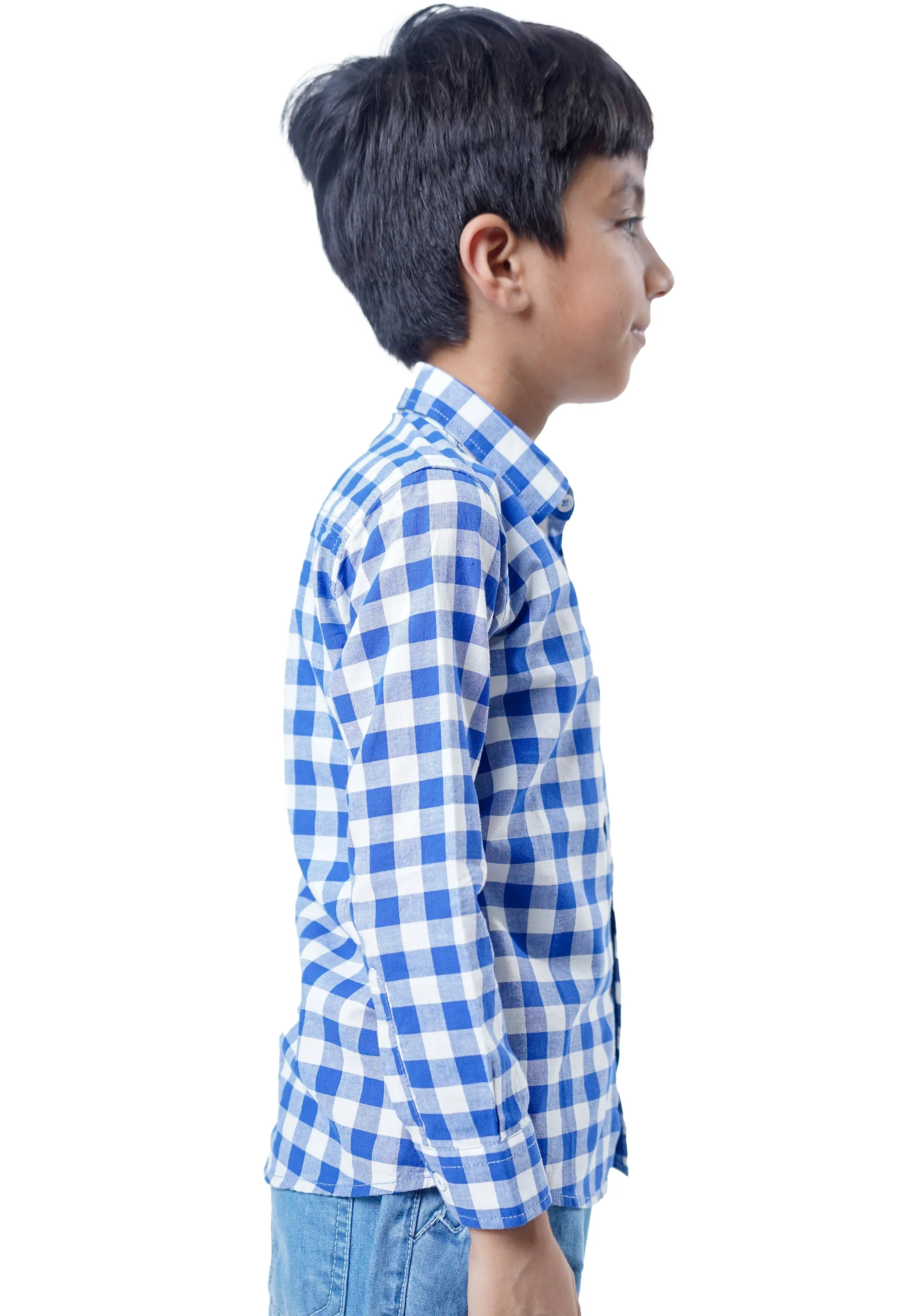Mini Boy Blue Checkered Shirt