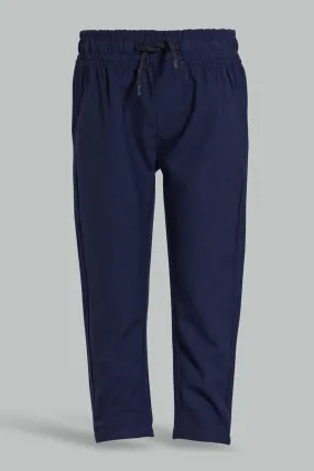 Navy Elasticated Chino Trouser For Baby Boys