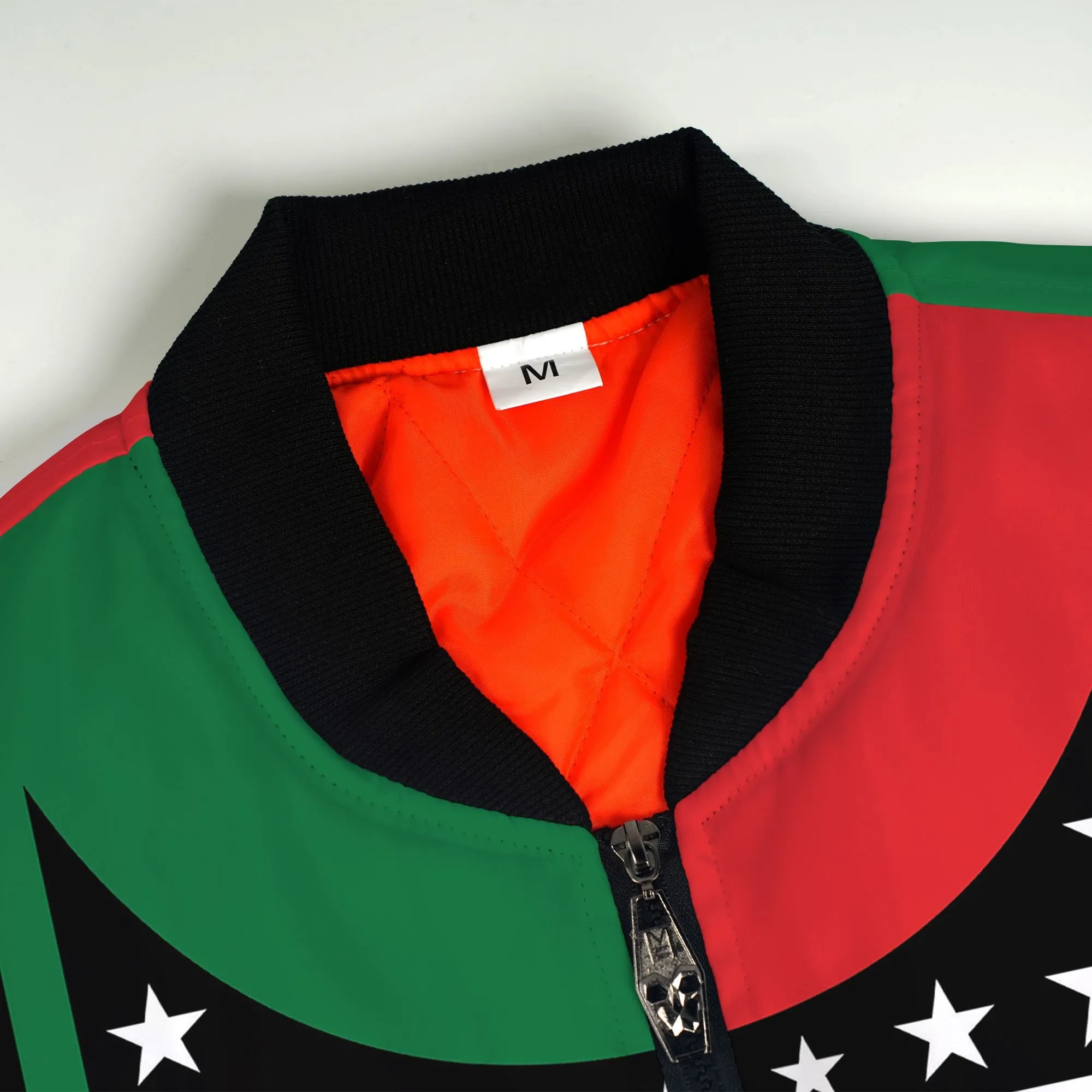 Vibrant Pan African Block Art & Patterned Bomber Jacket – Unisex Fashion Statement