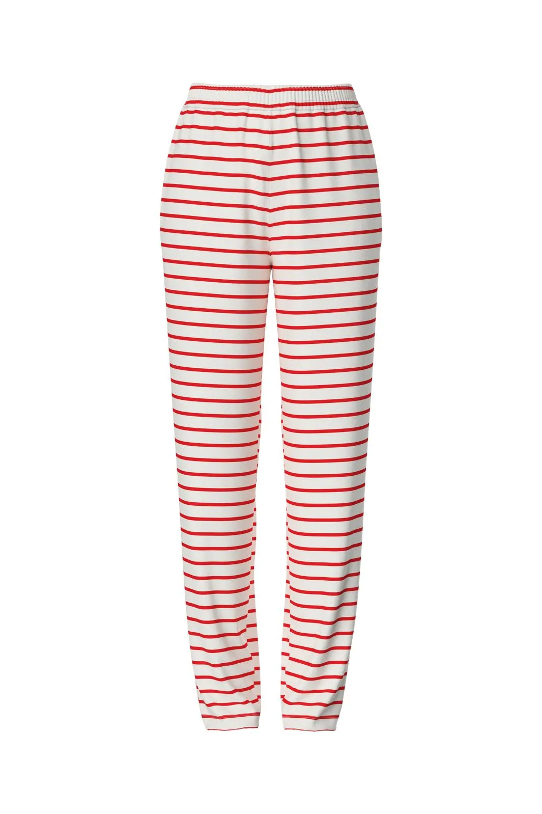 Pieces - Pcchilli Straight Stripe Pants - 4701514 Cloud Dancer Poppy Red