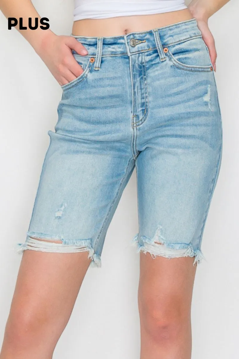 PLUS SIZE - HIGH RISE BERMUDA JEANS