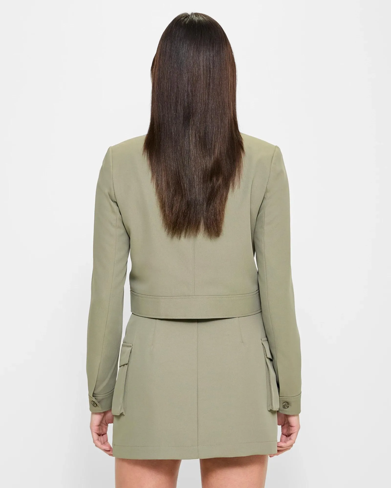 popular  Patch Pocket Cropped Jacket - Lily Loves - Khaki