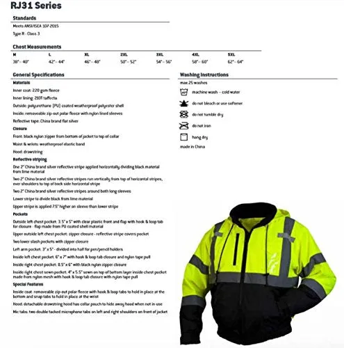 Pyramex Men's Safety Jacket with Hood