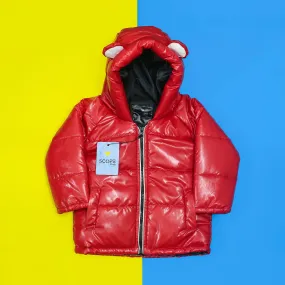 Red Gloss Full Sleeves Puffer Jacket