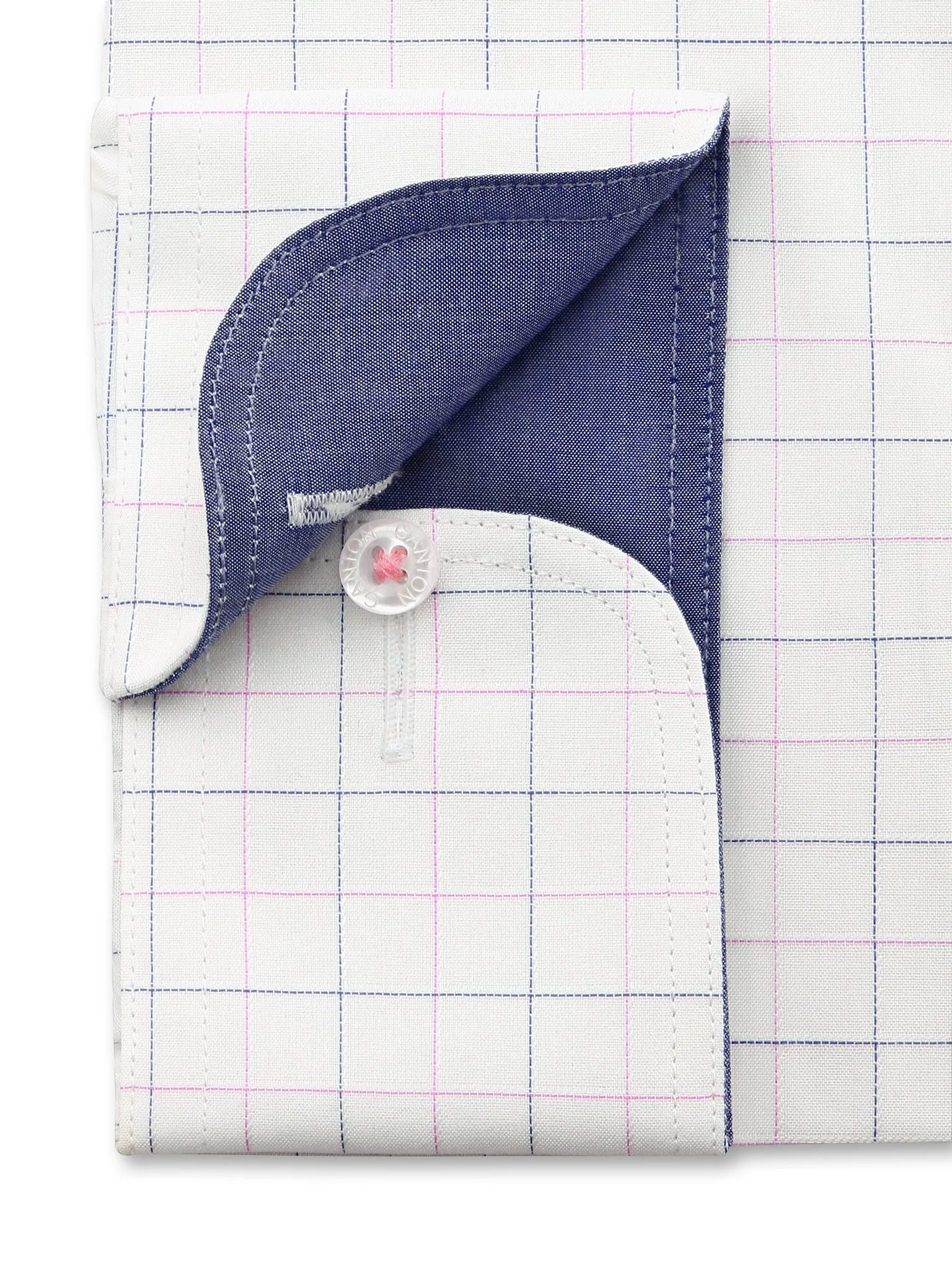Slim Cambridge Collar with Button Cuff and Trim Detail