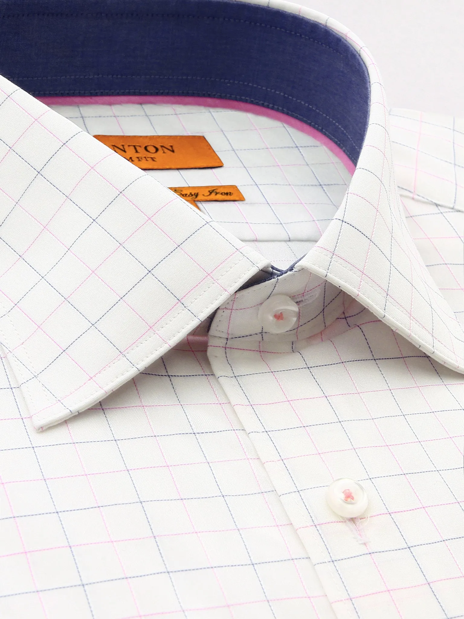 Slim Cambridge Collar with Button Cuff and Trim Detail