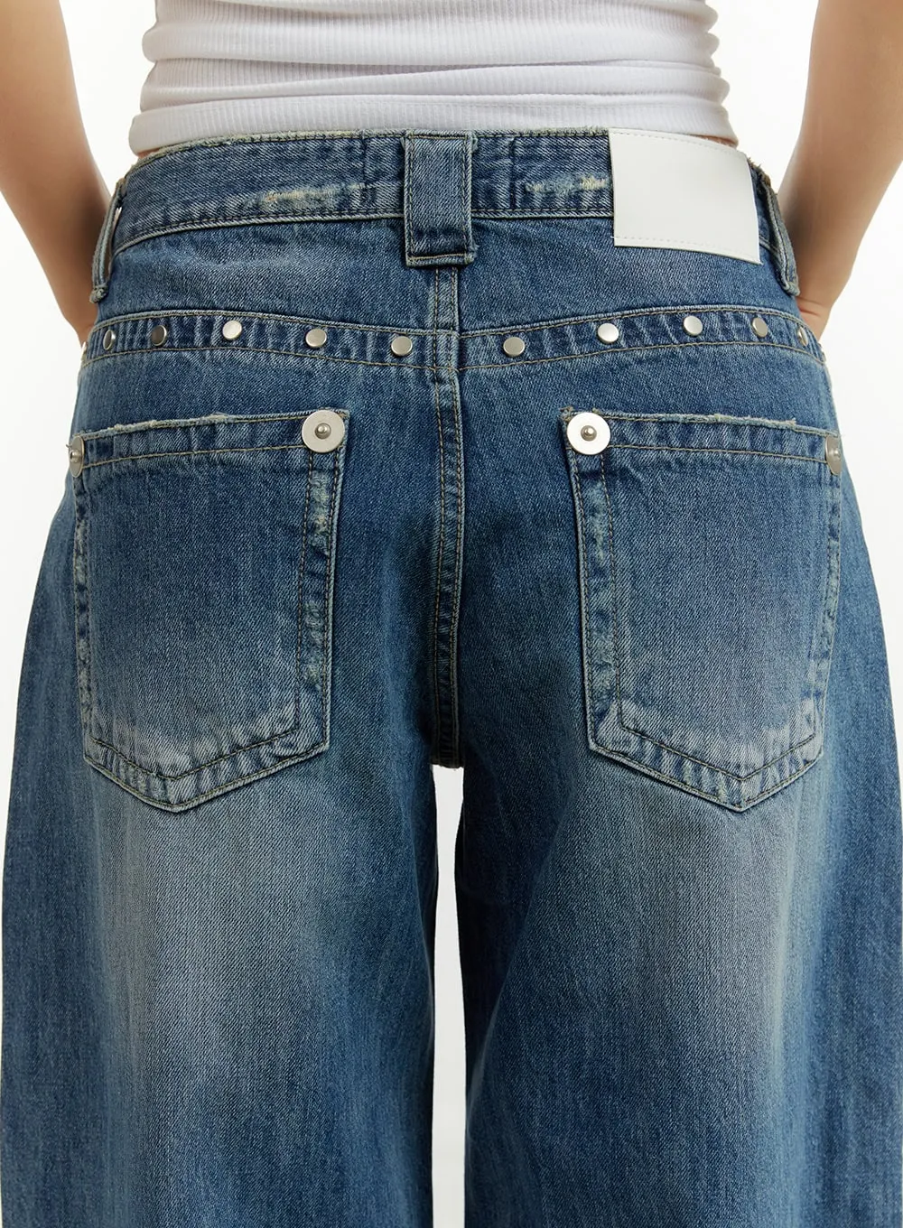 Studded Low Rise Baggy Jeans CY409