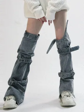 Summer Harajuku Women Denim Leggings Personality Bandage Korean Ladies Leg Sleeve Casual Fashion Femme Bottoms