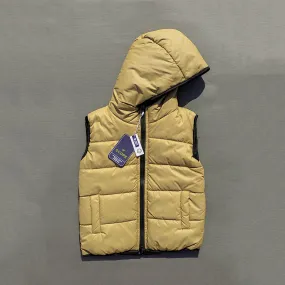 Tan Sleeveless Puffer Jacket