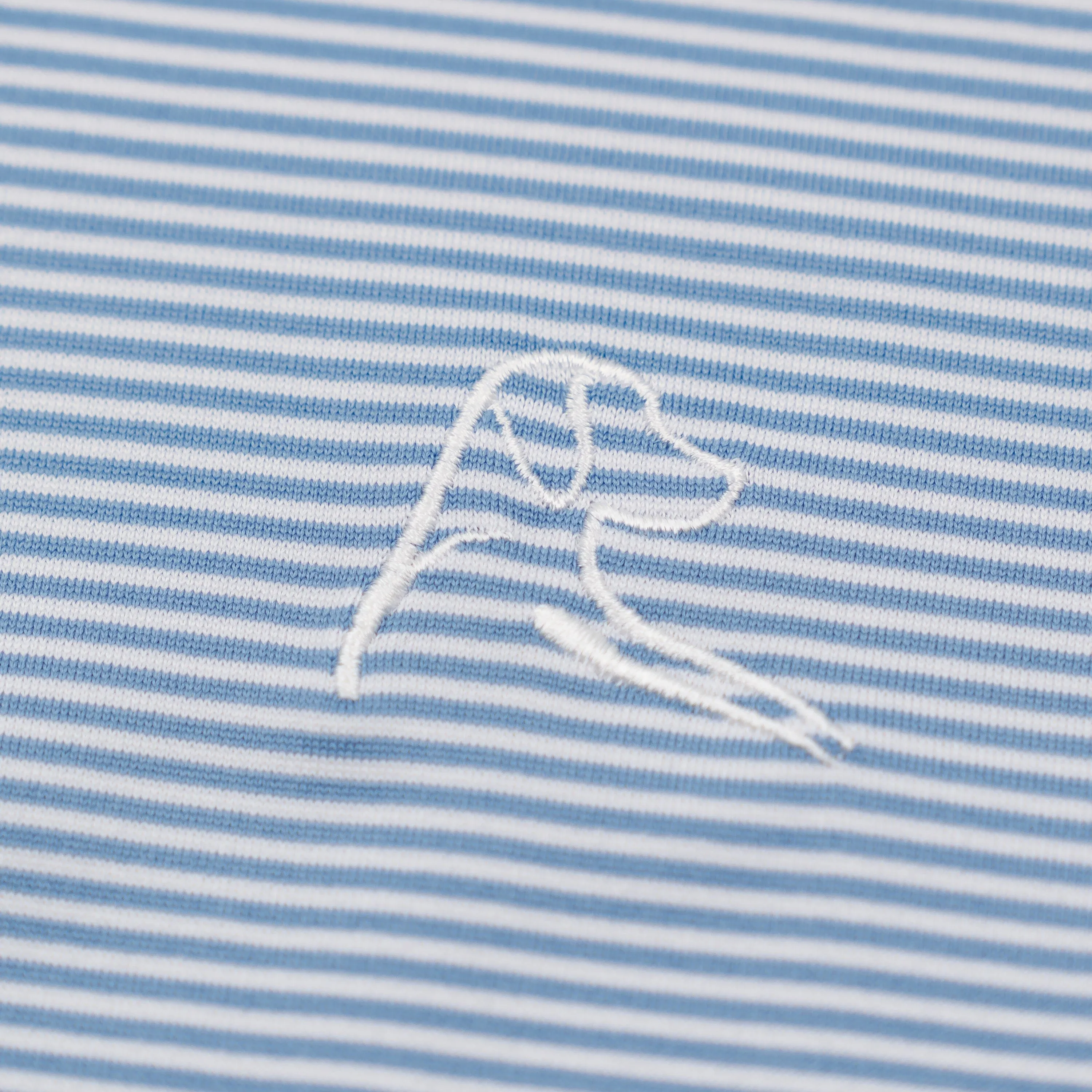 The Crispy Stripe | Performance Polo | The Crispy Stripe - Beluga Blue/White
