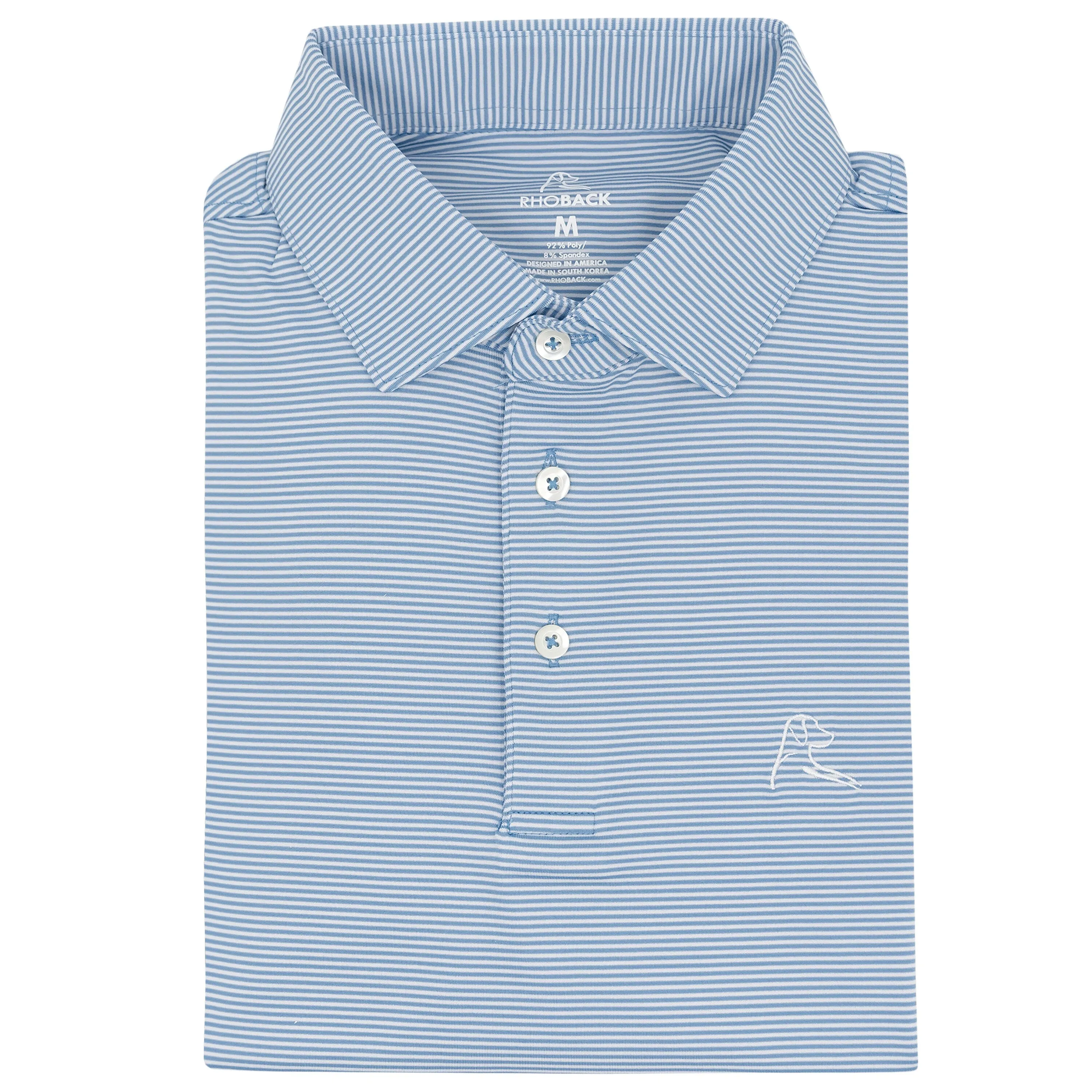 The Crispy Stripe | Performance Polo | The Crispy Stripe - Beluga Blue/White