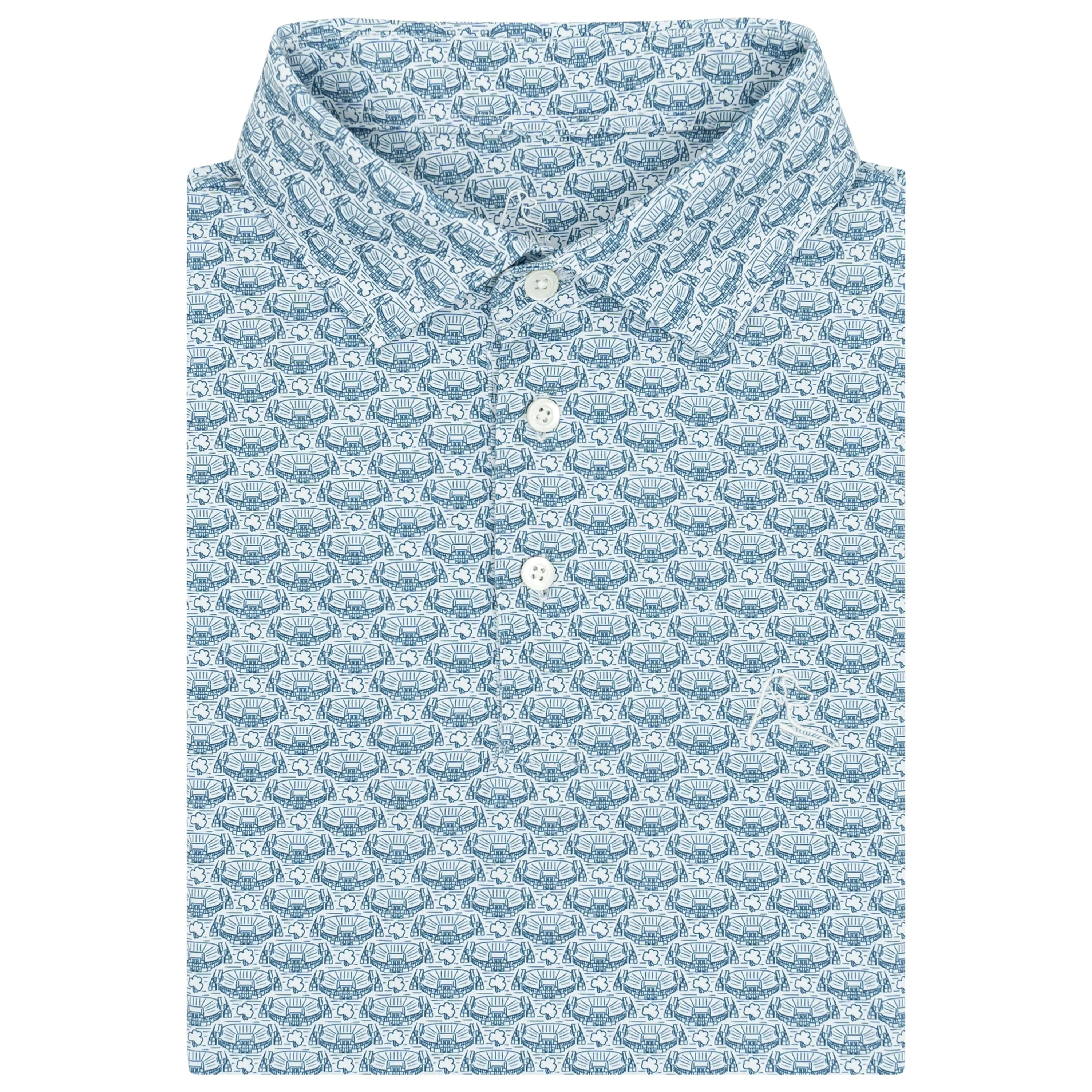 The Notre Dame Stadium™ | Collegiate Polo | The Notre Dame Stadium - White/Indigo Blue