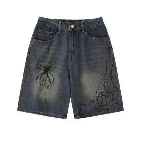 Uniwim Korean style Harajuku style denim shorts hiphop men's and women's streetwear Y2K printed personalized trendy denim shorts jeans
