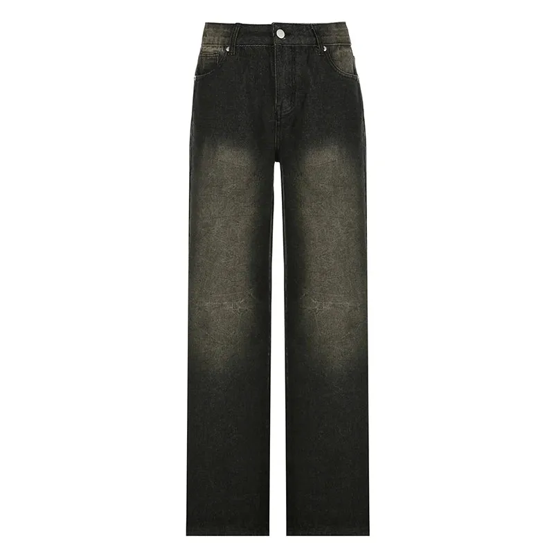 Wenkouban Y2K Street Baggy Jeans American Retro Fashion Loose Denim Pants Basic Grunge Low Waist Sweatpants Korean Women 2024