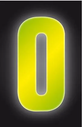 Wheelie Bin Sticker Yellow High Visibility Reflective - Number 0