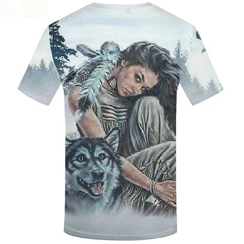 Wolf T-shirt Men Beauty Tshirts Novelty Character Tshirts Casual Forest T shirts Funny Animal Tshirt Anime Short Sleeve T shirts