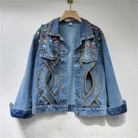 Women Spring Casual Long Sleeve Jeans Jacket Coat