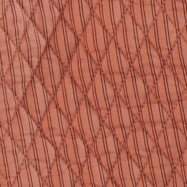 womens quilted jacket | cinnamon pinstripe | organic cotton woven