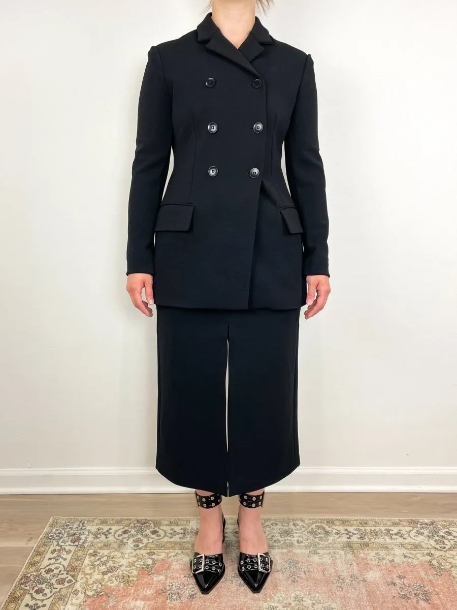 Wren Crepe Knit Midi Skirt in Black